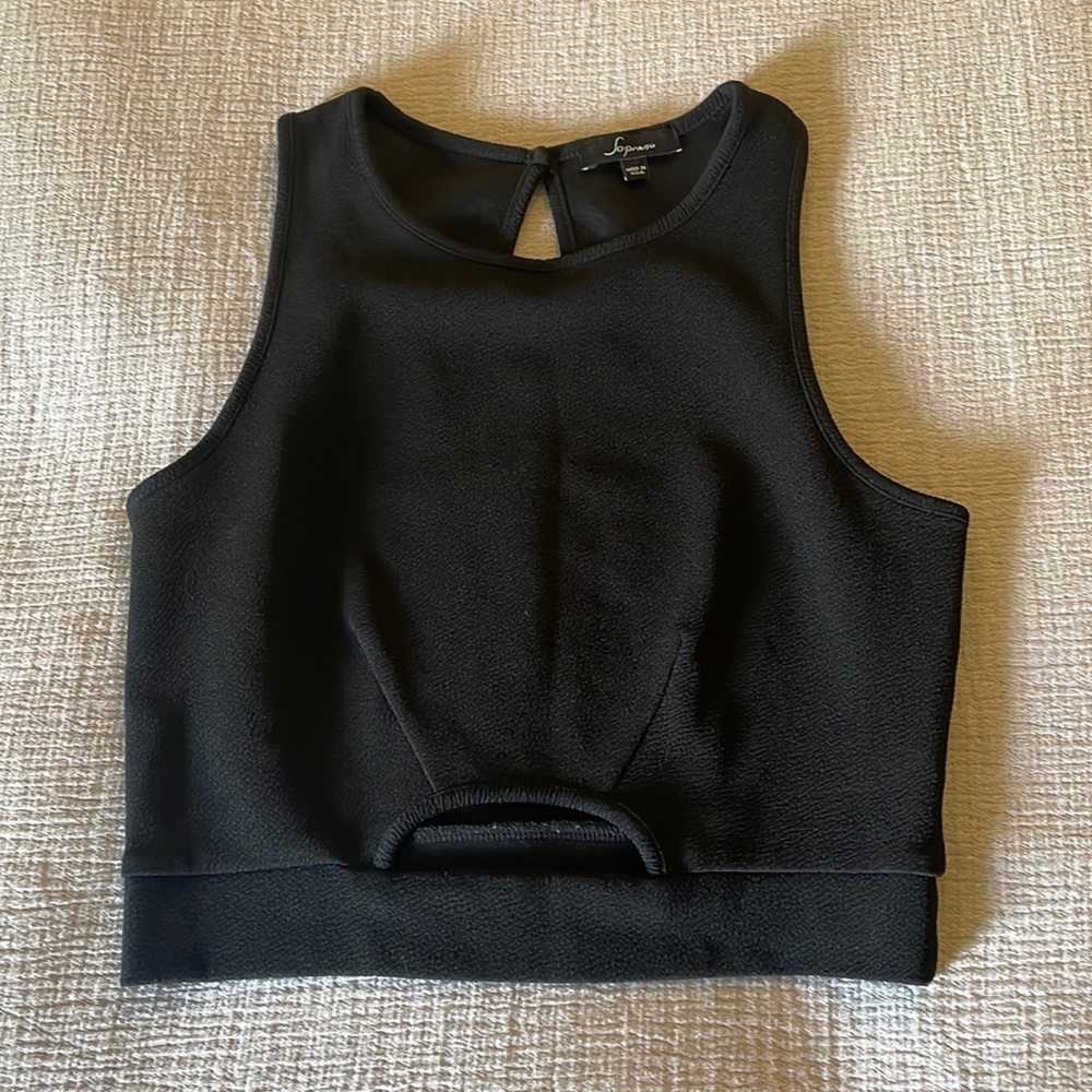 Black crop top with bottom loop detail